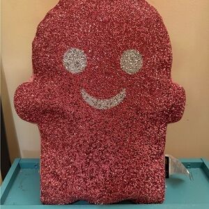 Pink Glitter Smiley Face Pillow-NWT!